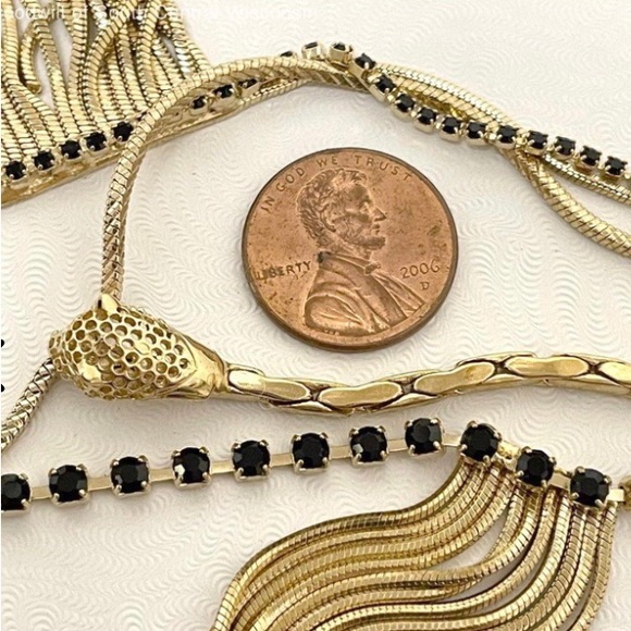 Iosselliani Italian Gold Tone Necklace Avant-garde Drop - Picture 7 of 7